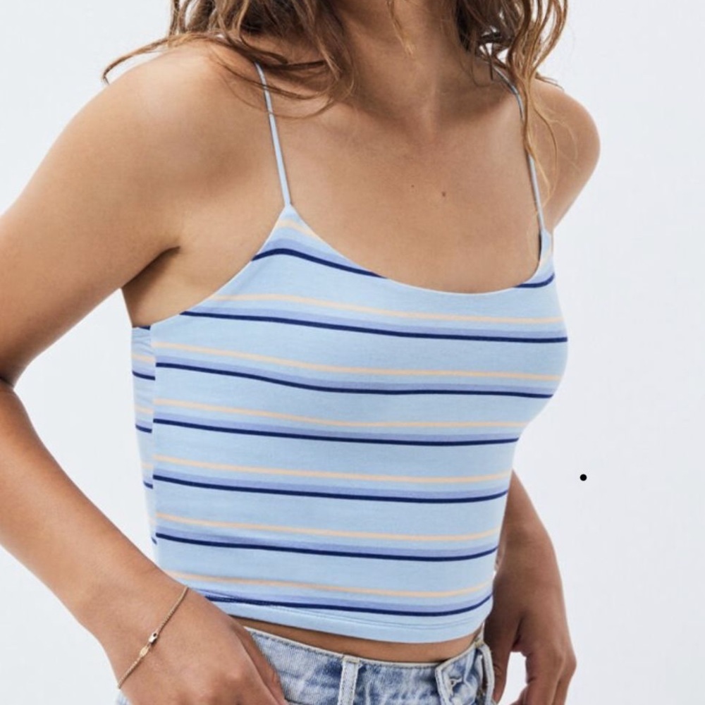 PS Basics by Pacsun Blue Striped Cropped Cami